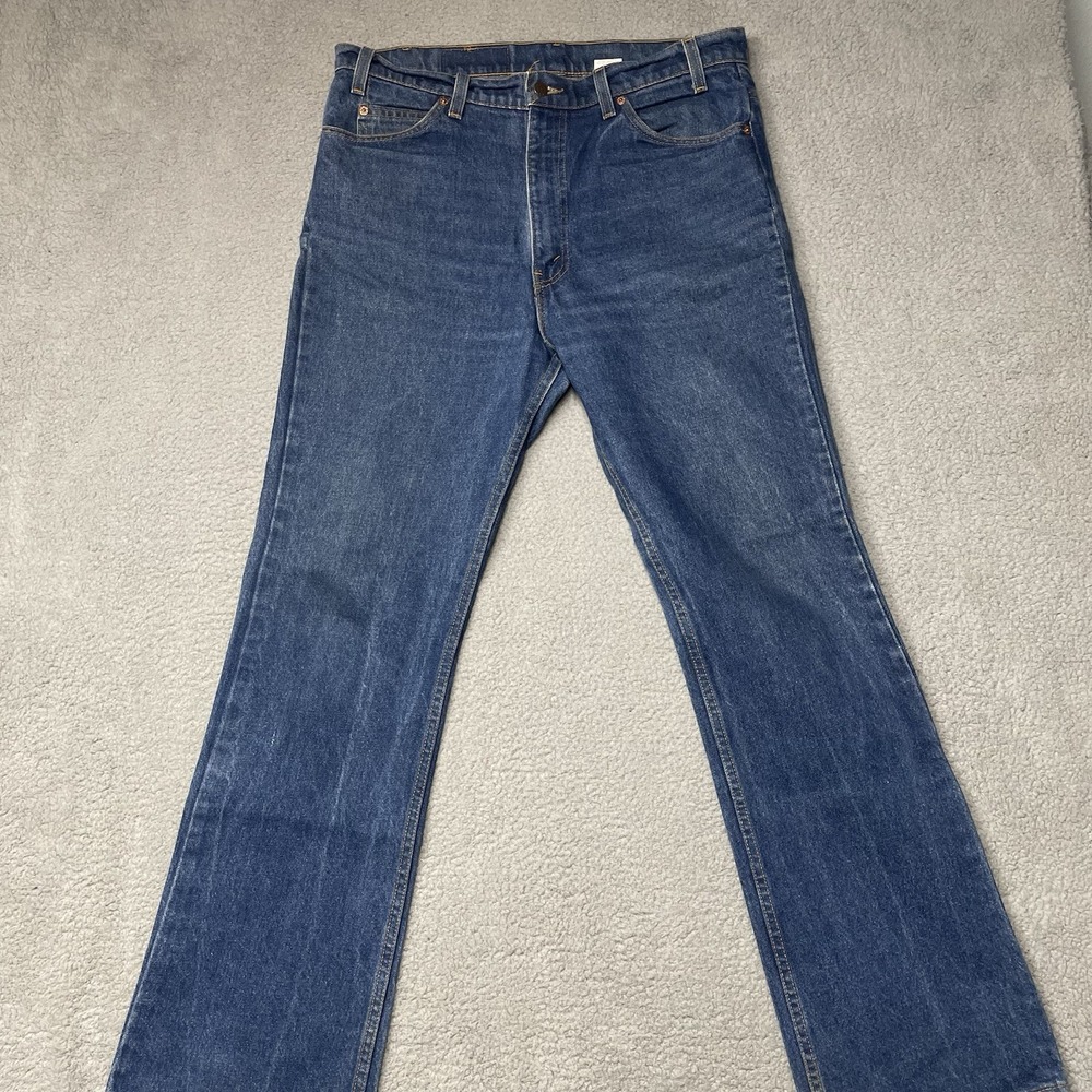 Vintage 90s Levis Jeans Mens 36x34 Blue Denim 517 Boot Cut Orange Tab Made M USA